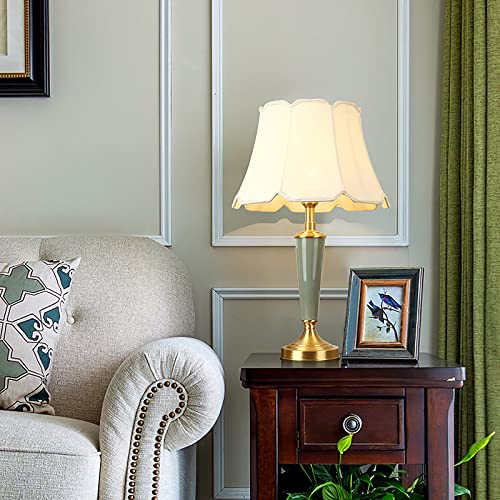 Lamp Bed Ceramic Table Minimalist Bedside with Fabric Lampshade and Ceramic Body Mid Century Nightstand Study Bedside Desk