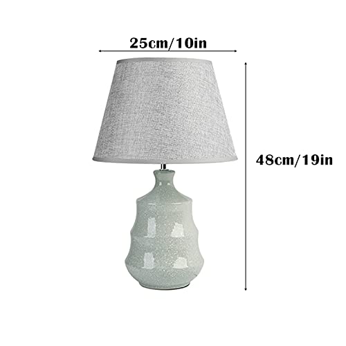 Lamp Bed Lamp Retro Table Lamps Ceramics Bedside Table Lamps with Glass Lampshade Creative Nightstand Lamps for Home Office Cafe Lamp, 19" H Desk Light Living Room Lamp Lamp