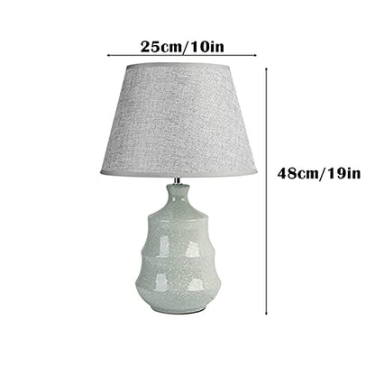 Lamp Bed Lamp Retro Table Lamps Ceramics Bedside Table Lamps with Glass Lampshade Creative Nightstand Lamps for Home Office Cafe Lamp, 19" H Desk Light Living Room Lamp Lamp