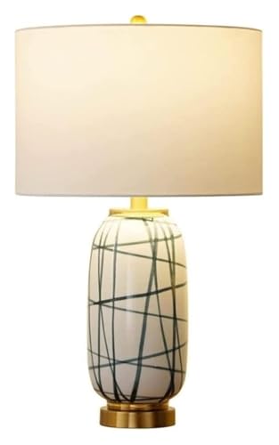 Handwriting Ceramic Table Lamp with Metal Base Nightstand Fixture,Pendant Ceiling Light