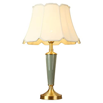 Lamp Bed Ceramic Table Minimalist Bedside with Fabric Lampshade and Ceramic Body Mid Century Nightstand Study Bedside Desk