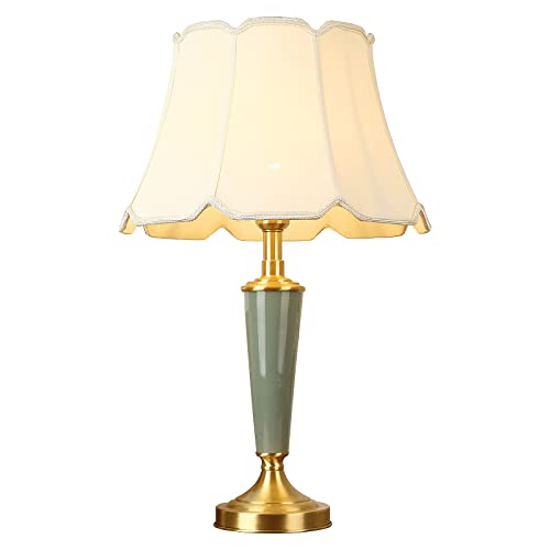 Lamp Bed Ceramic Table Minimalist Bedside with Fabric Lampshade and Ceramic Body Mid Century Nightstand Study Bedside Desk
