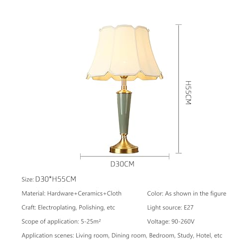 Lamp Bed Ceramic Table Minimalist Bedside with Fabric Lampshade and Ceramic Body Mid Century Nightstand Study Bedside Desk