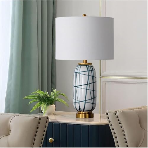 Handwriting Ceramic Table Lamp with Metal Base Nightstand Fixture,Pendant Ceiling Light