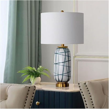 Handwriting Ceramic Table Lamp with Metal Base Nightstand Fixture,Pendant Ceiling Light
