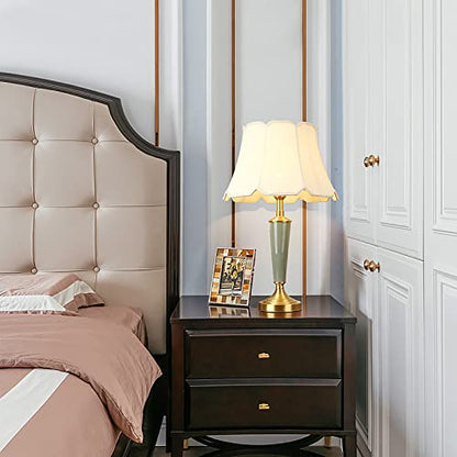 Lamp Bed Ceramic Table Minimalist Bedside with Fabric Lampshade and Ceramic Body Mid Century Nightstand Study Bedside Desk