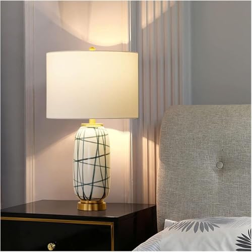 Handwriting Ceramic Table Lamp with Metal Base Nightstand Fixture,Pendant Ceiling Light