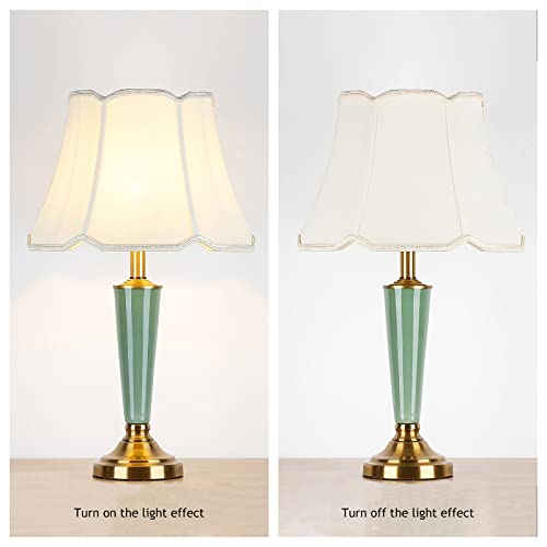 Lamp Bed Ceramic Table Minimalist Bedside with Fabric Lampshade and Ceramic Body Mid Century Nightstand Study Bedside Desk