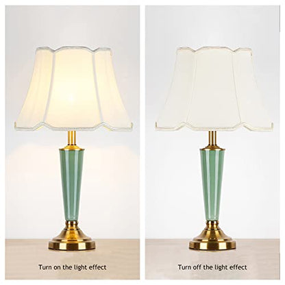 Lamp Bed Ceramic Table Minimalist Bedside with Fabric Lampshade and Ceramic Body Mid Century Nightstand Study Bedside Desk