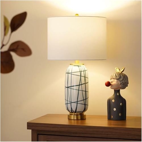 Handwriting Ceramic Table Lamp with Metal Base Nightstand Fixture,Pendant Ceiling Light