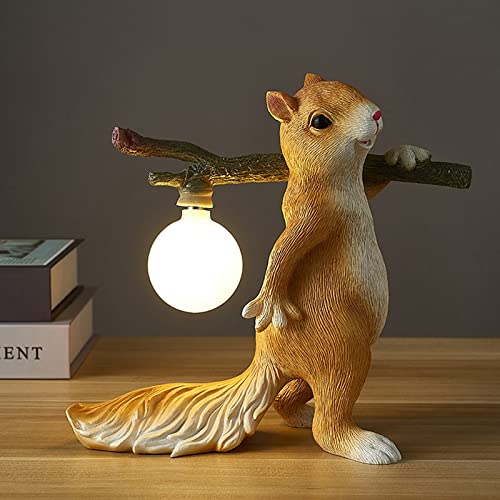 Lamp Bed Resin Squirrel Table Cartoon Mouse Shape Cute Resin Body with Frosted Glass Shade Bedside Study Home Decor
