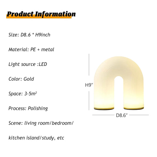 Lamp Bed Modern Table U-Shape Bedside Creative Round White PE Lampshade with Metal Base Nightstand Lamps Reading Room