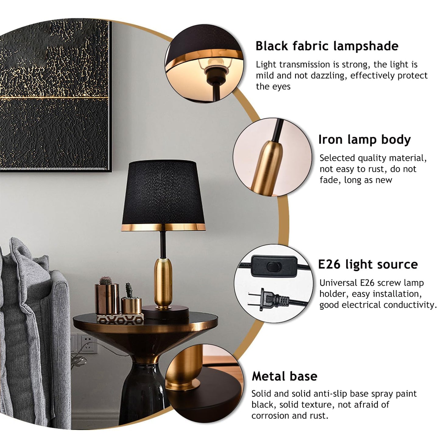 Lamp Bed Nordic Table Modern Table with Brass Metal Droplet Base Simple Light Luxury Table Nightstand Brass Table Bedside