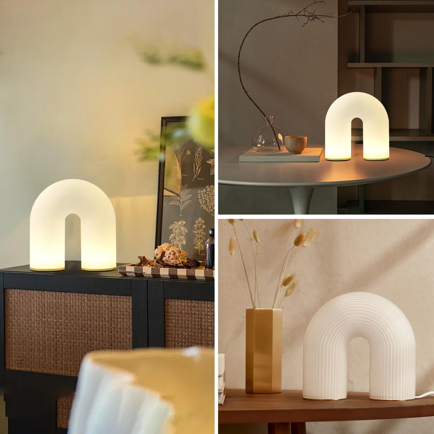 Lamp Bed Modern Table U-Shape Bedside Creative Round White PE Lampshade with Metal Base Nightstand Lamps Reading Room