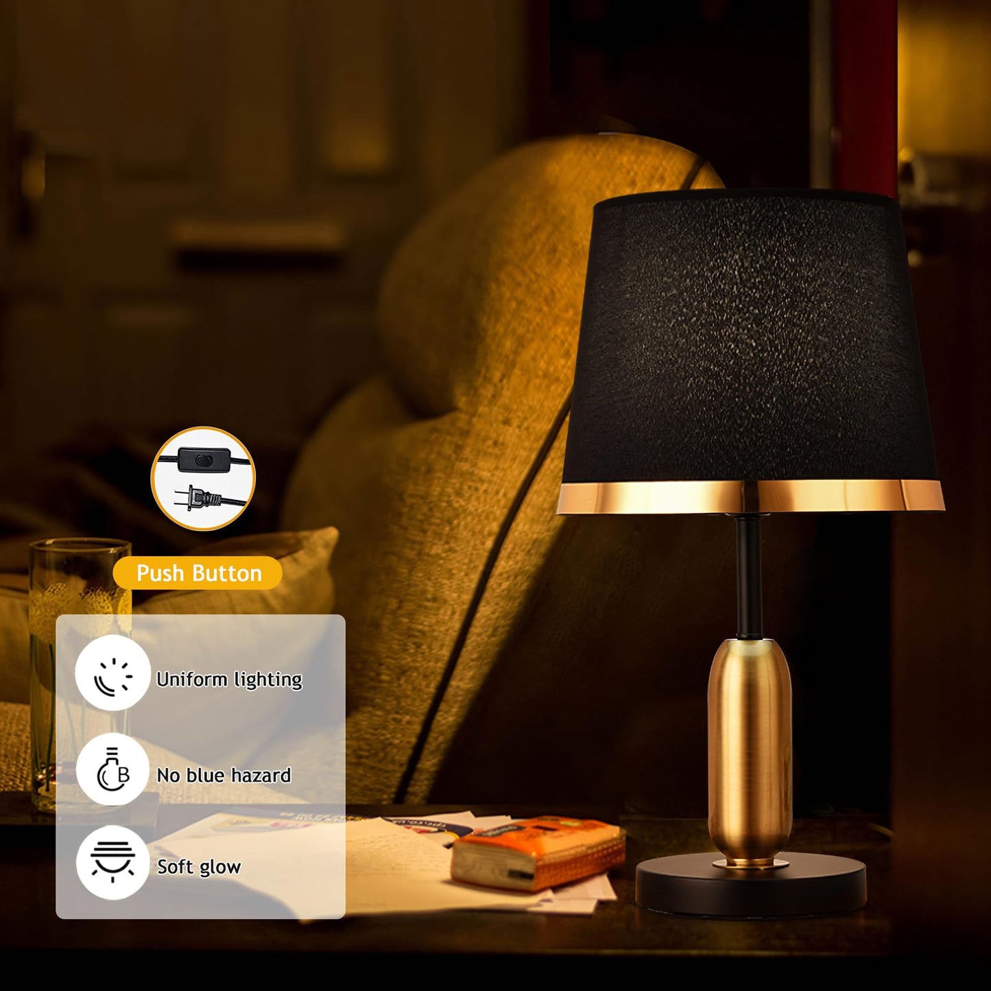 Lamp Bed Nordic Table Modern Table with Brass Metal Droplet Base Simple Light Luxury Table Nightstand Brass Table Bedside