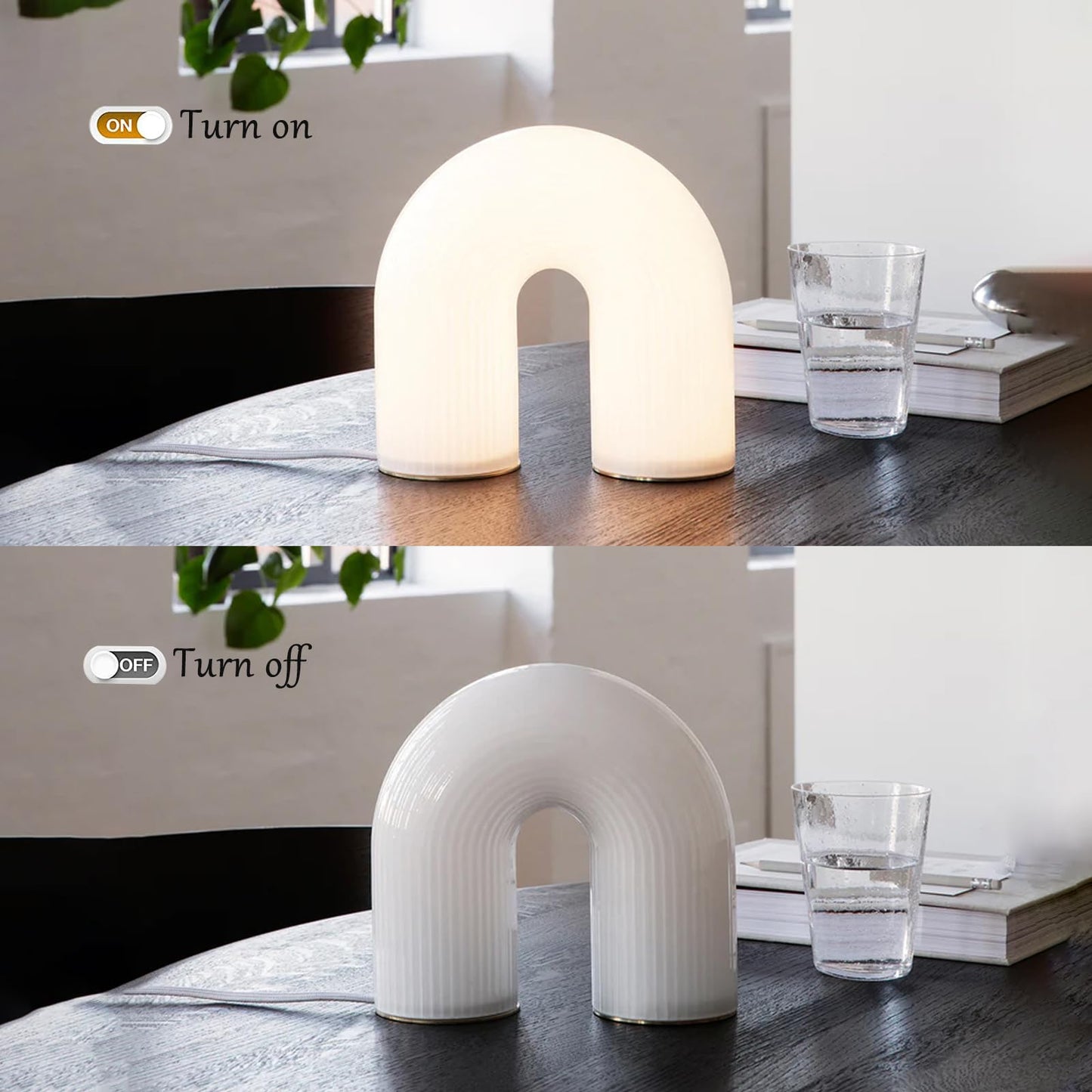 Lamp Bed Modern Table U-Shape Bedside Creative Round White PE Lampshade with Metal Base Nightstand Lamps Reading Room